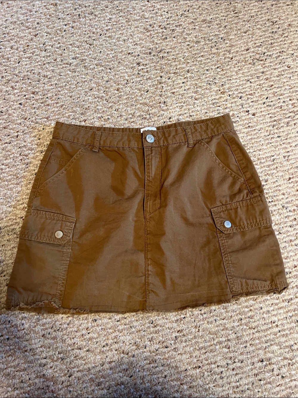 Brown Mini Skirt with Cargo Details